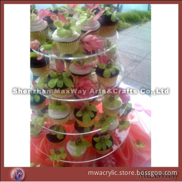 Clear Round Promotional Acrylic Cakes Display Stand Rack